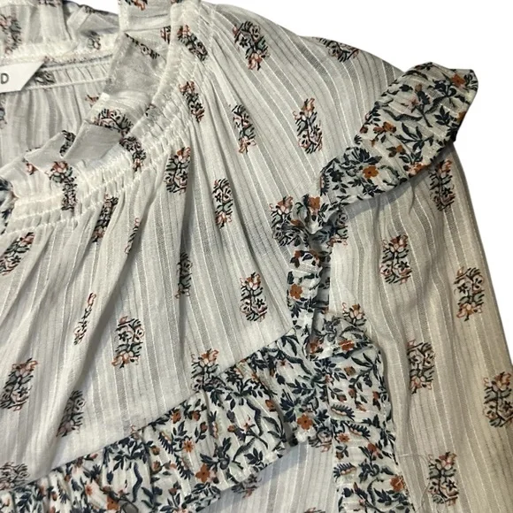 Veronica Beard Size 0 Abra Blouse Cotton Floral Print Pattern Ruffle Long Sleeve - Picture 4 of 9